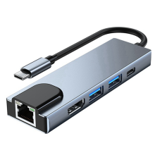 HUB di docking station di tipo C 5 in 1 da tipo C a RJ45 USB3.0 HUB USB C