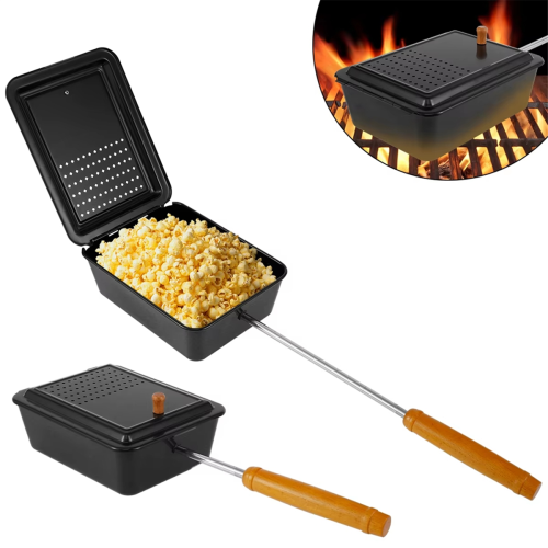 Αντικολλητικό Popcorn Popper με αφαιρούμενη μακριά λαβή για οικιακή χρήση 2