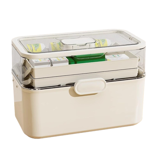 3-Tier Medicine Storage Box, Portable & Dustproof,
