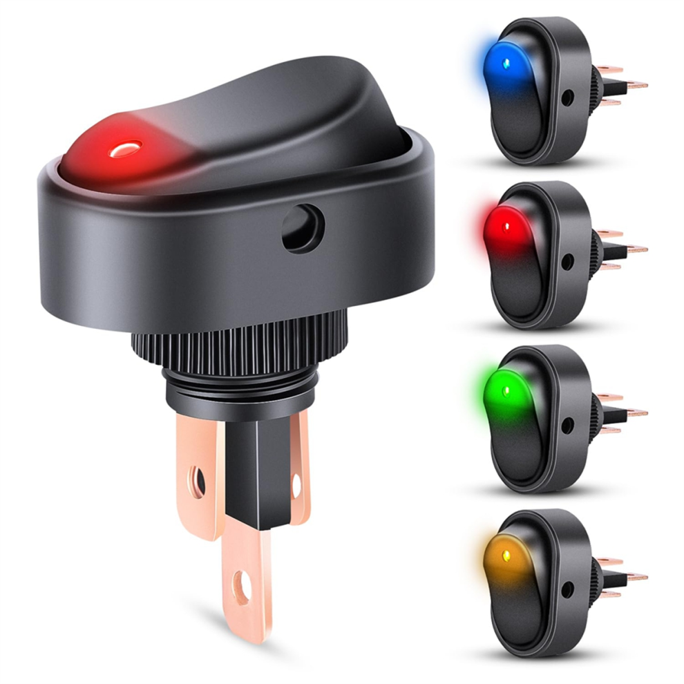 5Pcs Led Lighted Rocker Switch 12V Illuminated On Off Toggle Switch 4852046431555