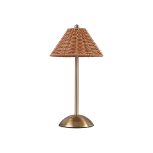 LED Rattan Rechargeable Desk Lamp 3 Color Changing Brown