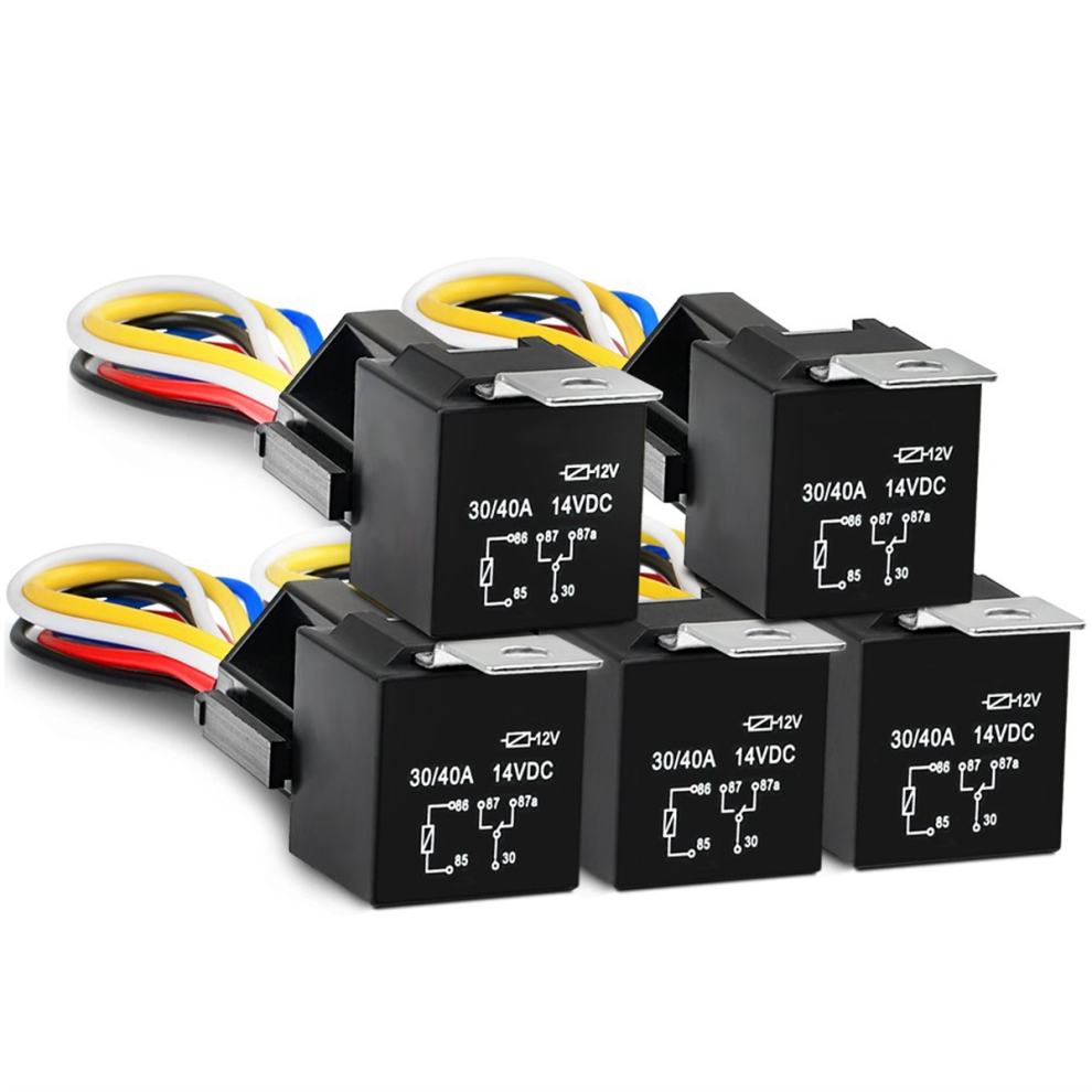 Automotive Kit 5 Pin 30/40A 12V Spdt Relay Socket And Wiring Harness. Light 4852046463990