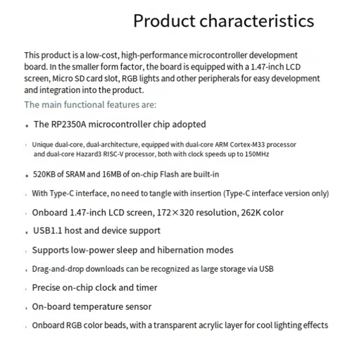 RP2350 1.47inch LCD Development Board ARM -M33 A 1