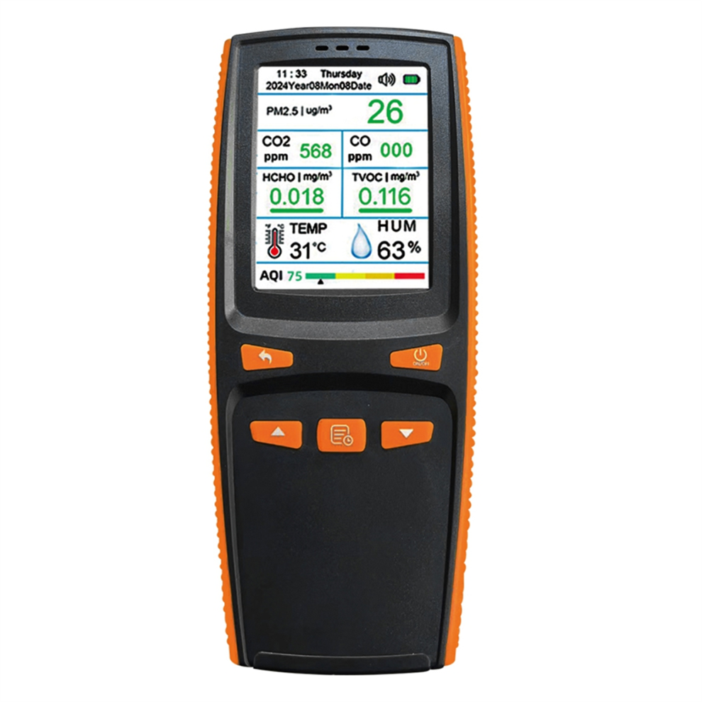 9-in-1 Air Quality Monitor CO/CO2/PM2.5/HCHO/TVOC with Data Storage