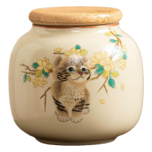 Ceramic Tea Canister with Airtight Lid - Adorable Design Storage Jar