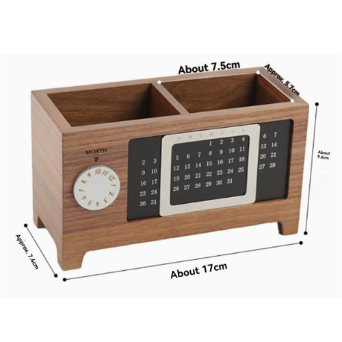 Holzkalender-Stifthalter, multifunktionaler Schreibtisch-Organizer 1