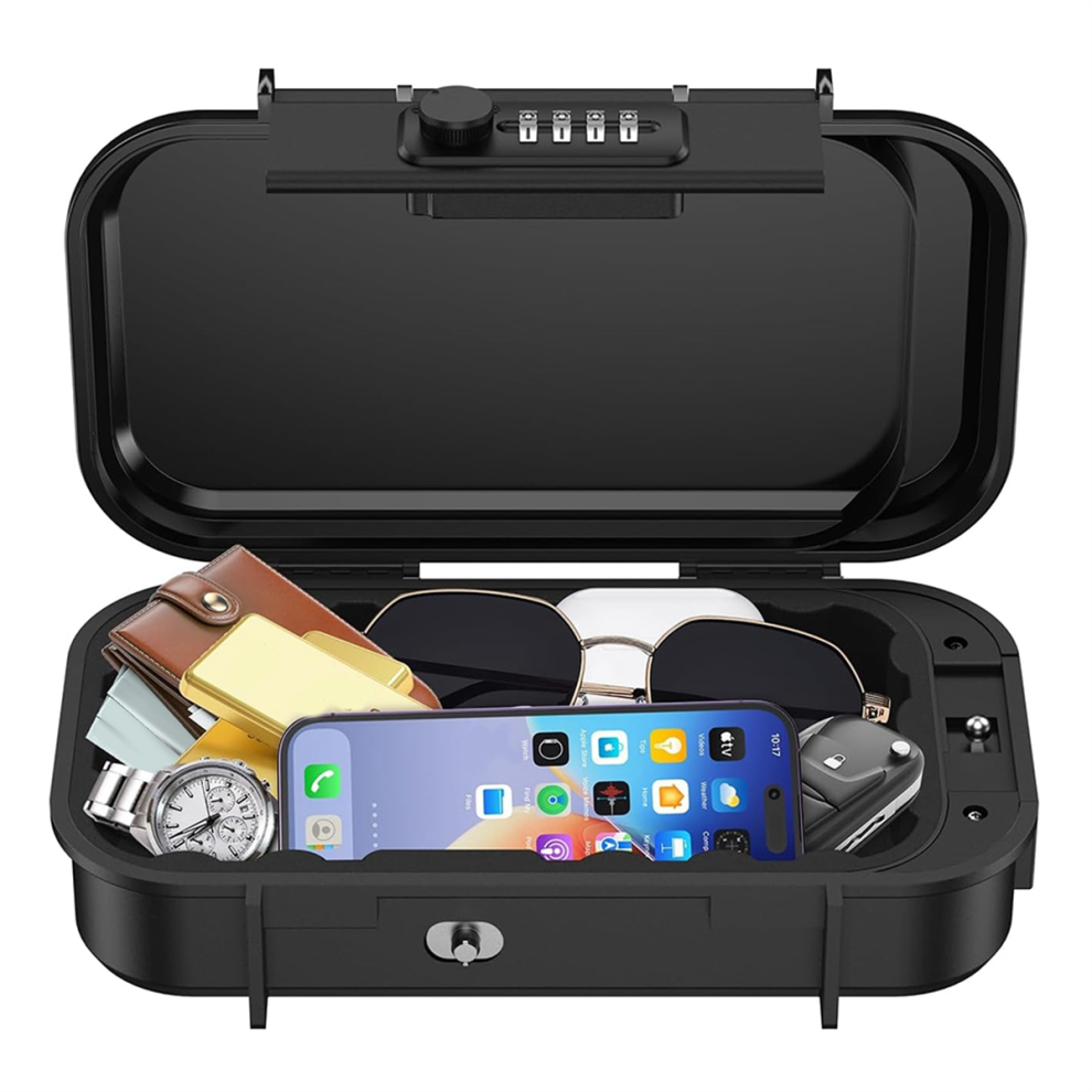 Portable Lock Box, 4-Digit Combination Lock Box For Travel, Cash Box 4852046499524