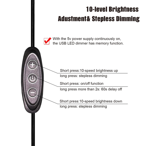 Διακόπτης LED USB 5V Dimmer, 10 ταχυτήτων, θηλυκό σε αρσενικό 2