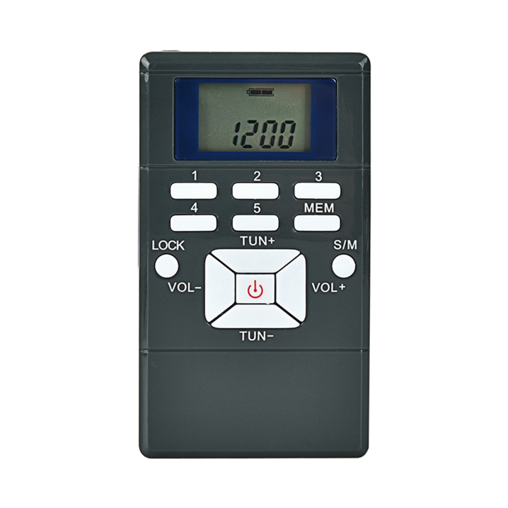 Stereo Fm Radio 1.2 Inch Digital Clock Receiver Radio Earphone Grey 4852046407284