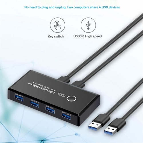 2 Inputs 4 Outputs USB Switch Adapter USB Shared Switcher for PC 3.0 2