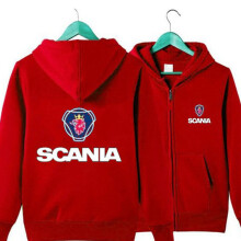 (Red,L)Scania gedrukt heren winter fleece hoodie jas dikke jas top sweatshirt