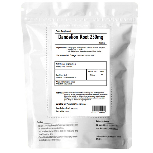 Dandelion Root Tablets 250mg x 30 Natural Diuretic, Immune Support 1