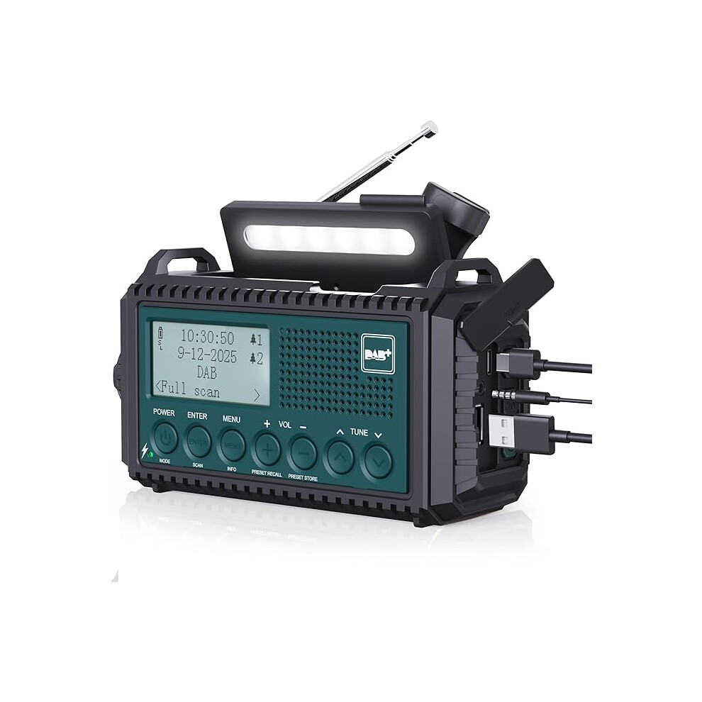 Dab/Fm Radio With 5000Mah Rechargeable Power Bank, Solar Panel/Usb/Hand Crank Charger, Battery Radio Portable, Sos Alarm 1234569877127