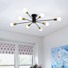 8-Light Sputnik Chandelier, Industrial Semi Flush Mount Ceiling Light