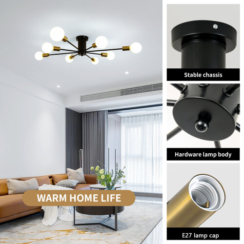 8-Light Sputnik Chandelier, Industrial Semi Flush Mount Ceiling Light 1