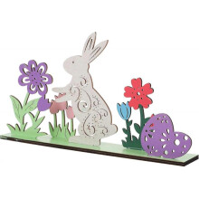 1Pc Home Decoration Ornaments Spring Home Decor Sculpture Home Decor Easter Decoration Indoor Wood Crafts Easter Bunny Interesting Photo Props Wooden