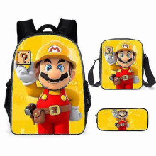 KINZON 3Pcs Cartoon Super Mario Student Schoolbag Backpacks Shoulder Bags Pencil Case 04