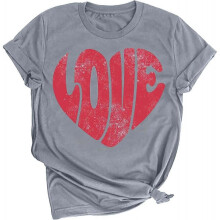 (M, gray) Valentines Day Shirts Women Cute Heart Print Sweatshirts Funny Valentines Day Gifts Outfits Clothes For Women