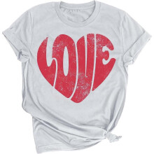 (M, white) Valentines Day Shirts Women Cute Heart Print Sweatshirts Funny Valentines Day Gifts Outfits Clothes For Women
