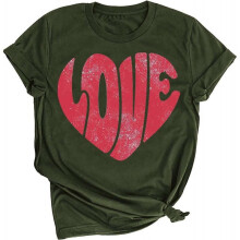 (S, army Green) Valentines Day Shirts Women Cute Heart Print Sweatshirts Funny Valentines Day Gifts Outfits Clothes For Women