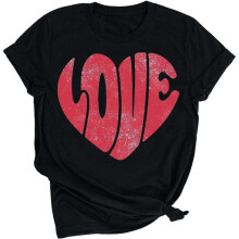 (XXXL, black) Valentines Day Shirts Women Cute Heart Print Sweatshirts Funny Valentines Day Gifts Outfits Clothes For Women