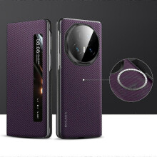 (Purple) SULADA Kevlar 600D Textured Smart Window Leather Phone Case for Honor Magic V5