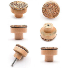 KINZON 6 pices Poigne meuble bois Poigne tiroir en bois Boutons de meuble -convient pour armoires de cuisine, poignes de porte, tiroirs et salon 40 x