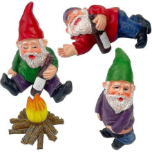 4 Pieces Garden Gnome Statues, Gnomes Miniature Figurine, Waterproof Resin Dwarf Figurines, for Garden Decor, Patio Garden and Cake Decorations,ladace