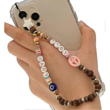 KINZON Tlphone Portable lanire Chane pour tlphone Colore en Perles avec Pendentif Bracelet Antidrapant Acrylique Charme Cordon Suspendu Anti-Perte tui