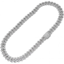 SPARKLING DIAMOND NECKLACE CUBA CHAIN HIP HOP NECKLACE MEN'S JEWELRY 15MM WIDE GOLD AND SILVER CHAIN for MEN AND WOMEN AS A GIFT