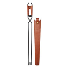 Feuerzange Metal Klauenzange Set – Durable Wooden Tongs for Camping Fire Pit Tools, Brown Color for Backyard Use