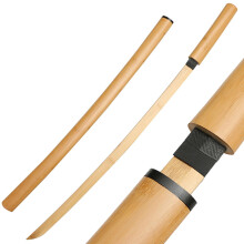 Natural Bamboo Samurai Sword 100 cm with Sheath, Handmade for Cosplay, Kendo Training, Display, Collecting, Yellow Color