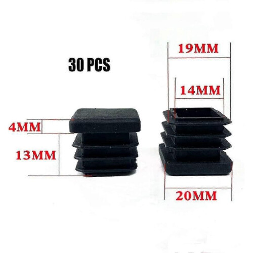 30 Pcs Square Plastic End Caps,20 Mm X 20 Mm Square Plastic Plugs,square Ribbed 1
