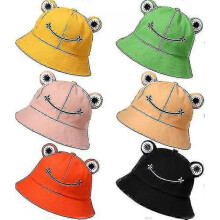 (For Kids 54-59CM, Khaki) Frog Hat For Adult Teens,cute Frog Bucket Hat,cotton Bucket Hat For Outdoor Summer Camping Hat