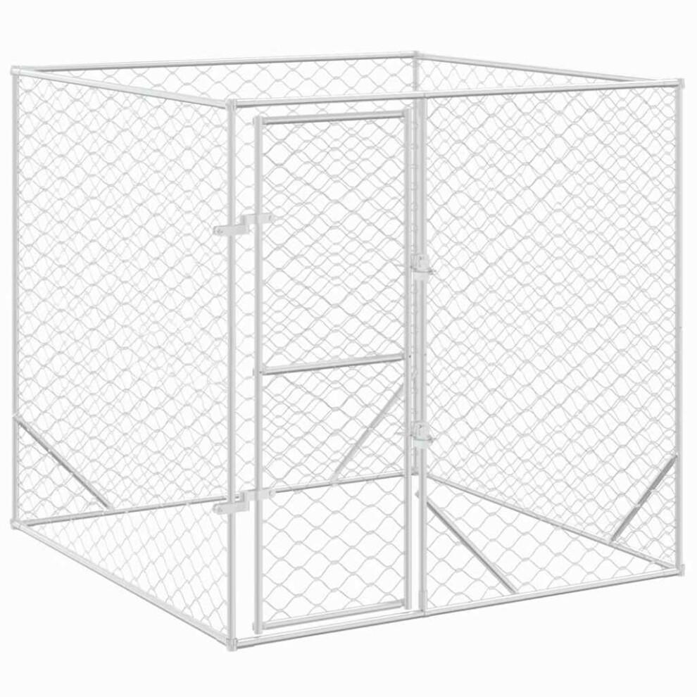 Vidaxl Outdoor Dog Kennel Galvanised Steel 2X2x2 M With Lockable Door - Ventilated Mesh Pet Cage For Dogs & Small Animals