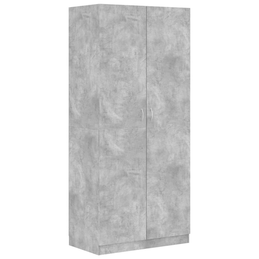 Vidaxl Wardrobe Concrete Engineered Wood Clothing Cabinet Orangiser Rack Grey