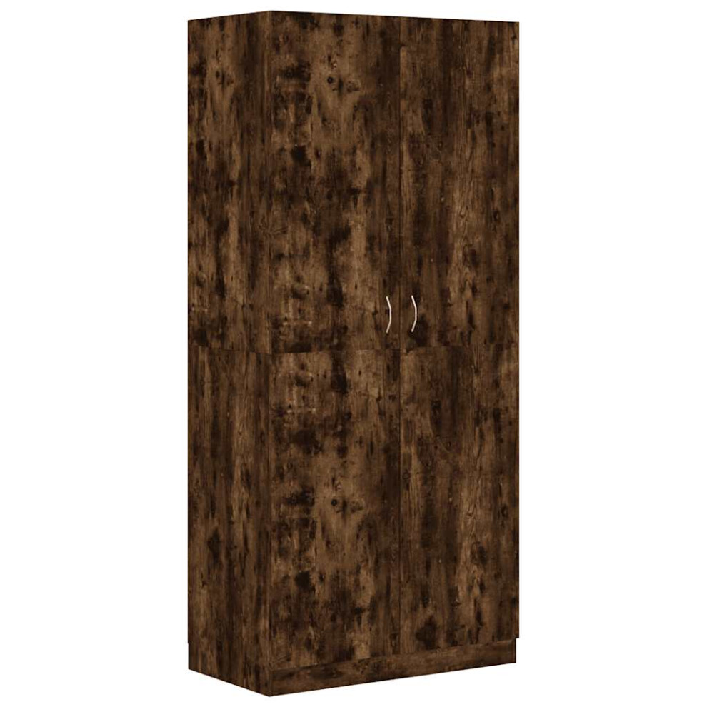 Vidaxl (Smoked Oak) Wardrobe Clothing Cabinet Hanger Clothes Organiser Unit Engineered Wood