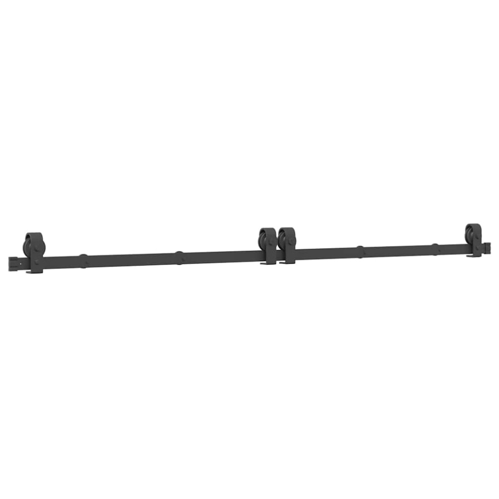 Vidaxl (200 Cm) Sliding Door Hardware Kit 183 Cm Steel Black Sliding Door Hardware