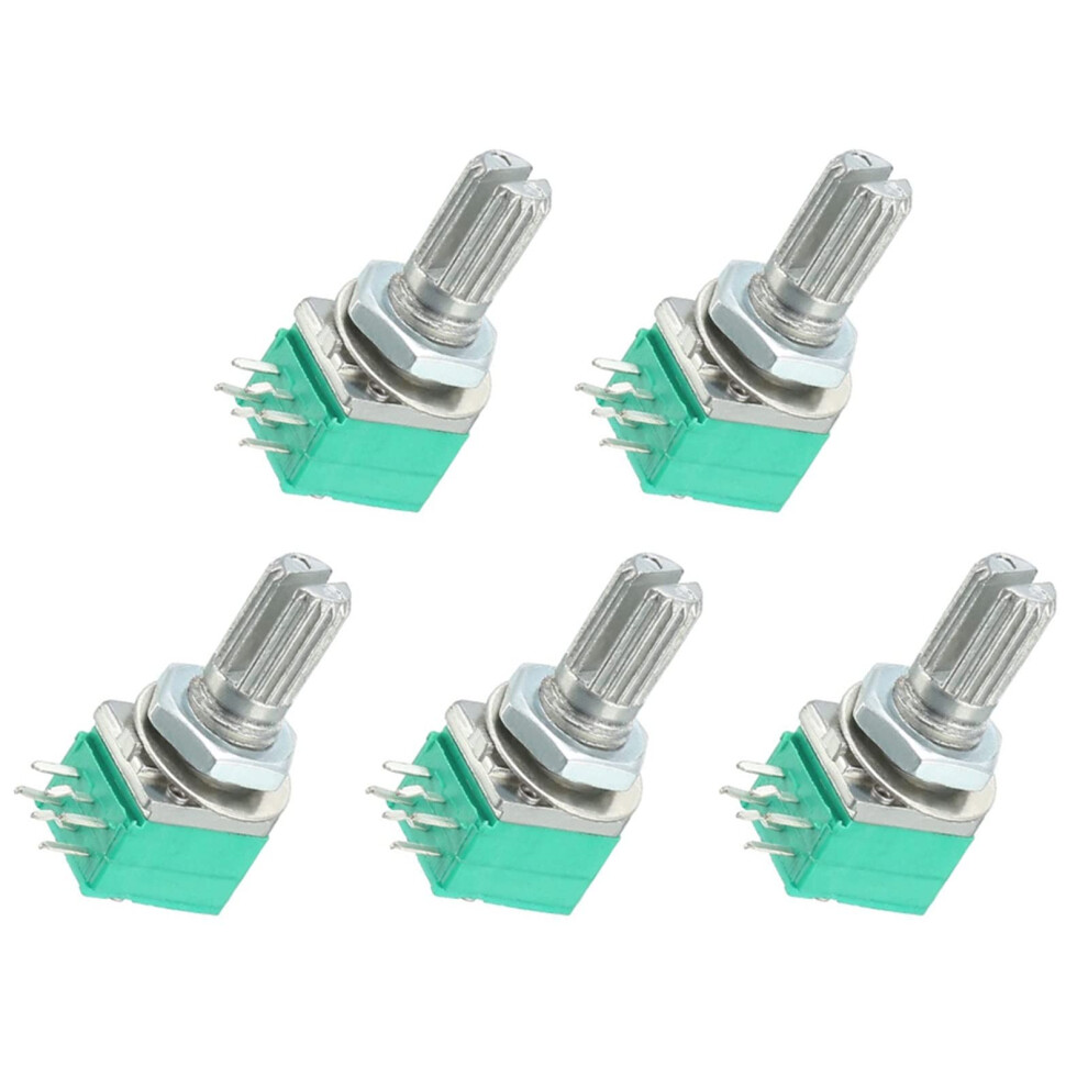 Rk097ns Potentiometer Kit 5Pcs 15Mm 6Pin B1k 5K 10K 20K 50K 100K 500K Audio Amplifier Potentiometers 5K Ohm 6947110448466