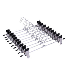 Stainless Steel Trouser Hangers 10 Pack with Non-Slip Clips for Pants, Skirts, and Dresses, Adjustable Clip Holders