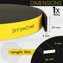 (10m x 25mm x 3mm) DIY Doctor - Draught Excluder Foam Tape