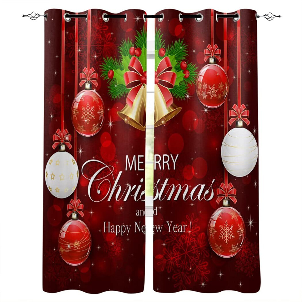 Christmas Arch Ball Curtain Panels for Kitchen and Living Room Window Decor, Child's Bedroom Drapes, Festive Holiday Style-image-OPC-PJZXKHV-NEW