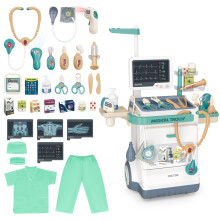 Doctor Set for Kids, Doctor Trolley Toy with Stethoscope, Thermometer, Syringe, Green Medical Play Set for Ages 3+