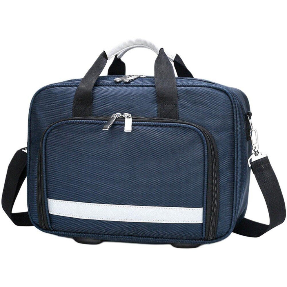 Empty Medical Bag, Portable First Aid Supply Bag with Shoulder Strap, Blue Medical Storage Bag for Home Visits and Emergencies