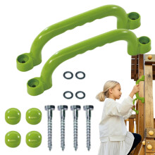 Climbing Grips for Playgrounds - Reusable Safety Handles Set of 2 for Garden Gym Rust Protection Green