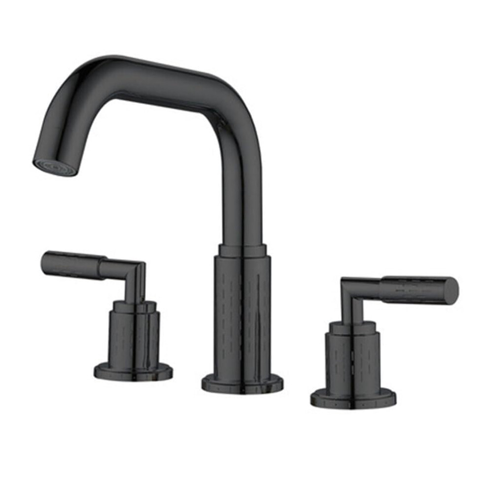 Washbasin Taps 3 Hole Swivel Brass Double Handle Bathroom Sink Faucets Black Finish For Modern Bathrooms 6947110454214