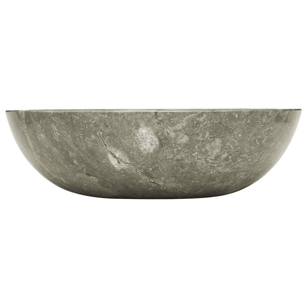 Vidaxl Sink Grey Marble Natural Stone Basin Washroom Bathroom Accessory Home