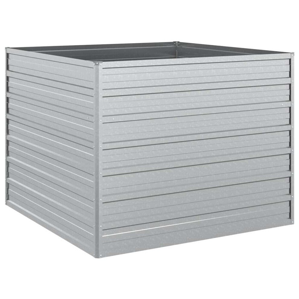 Vidaxl Garden Raised Bed 100X100x77 Cm Galvanized Steel Flower Box Pot Silver