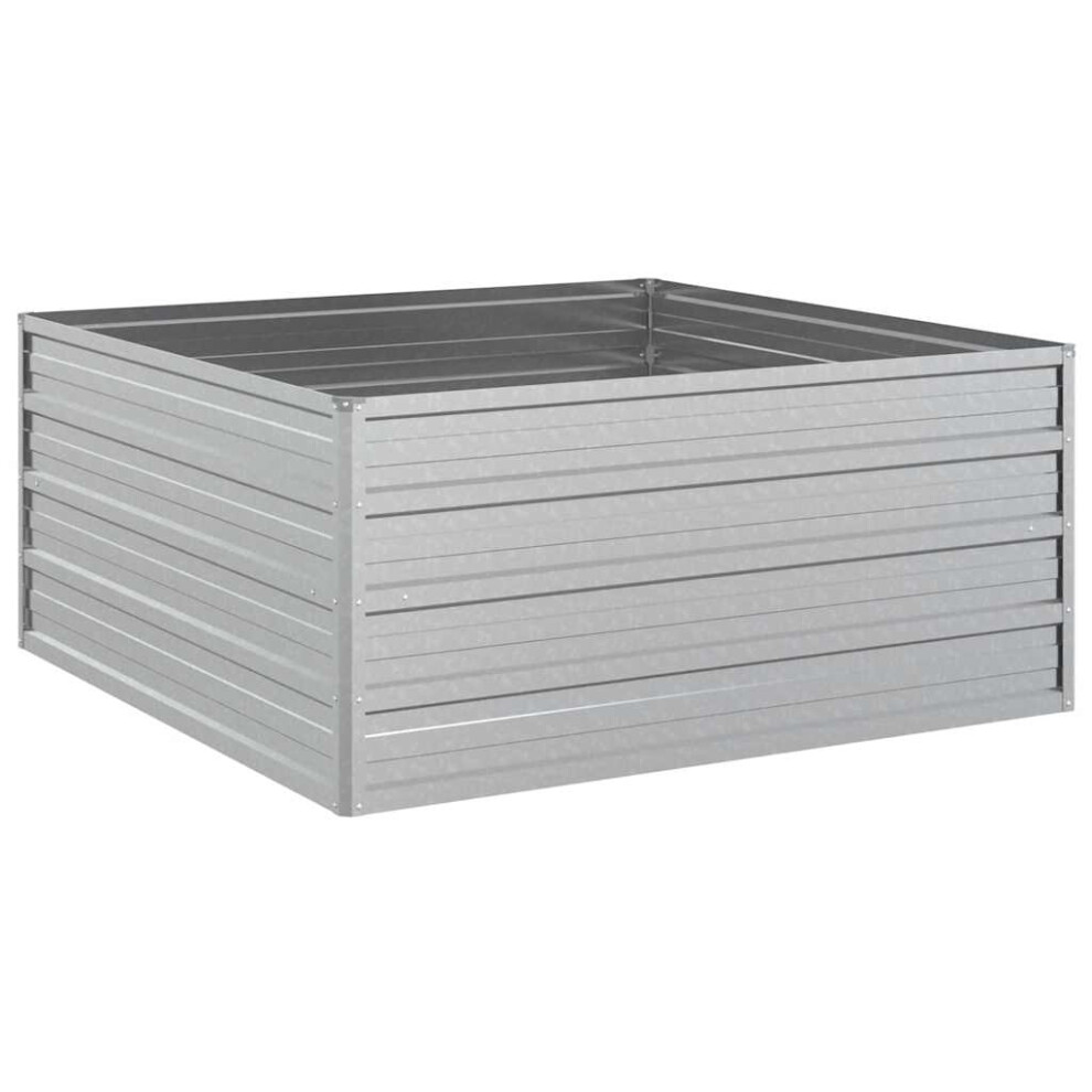 Vidaxl Garden Raised Bed 100X100x45 Cm Galvanized Steel Flower Box Pot Silver