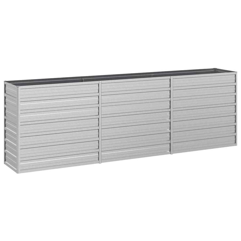 Vidaxl Garden Raised Bed 240X40x77 Cm Galvanized Steel Flower Box Pot Silver